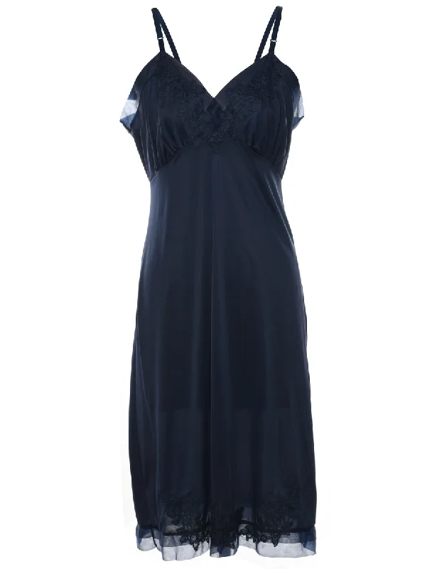 Navy Lace Trim Slip - S Trendy Women's Oversized