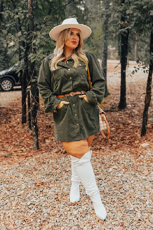 Cinnamon Lane Corduroy Mini Dress Curves Trendy Women's Oversized