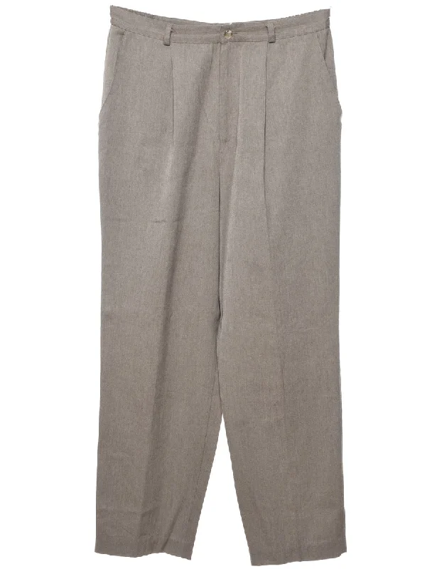Briggs Grey Tapered Pleated Trousers - W32 L29 Earthy Women's Hemp - based