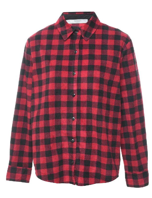 Lee Gingham Pattern Shirt - L Cozy Women's Sherpa - lined