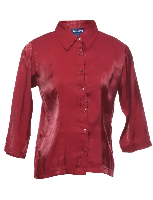 Maroon Evening Shirt - M Relaxed Women's Beachy