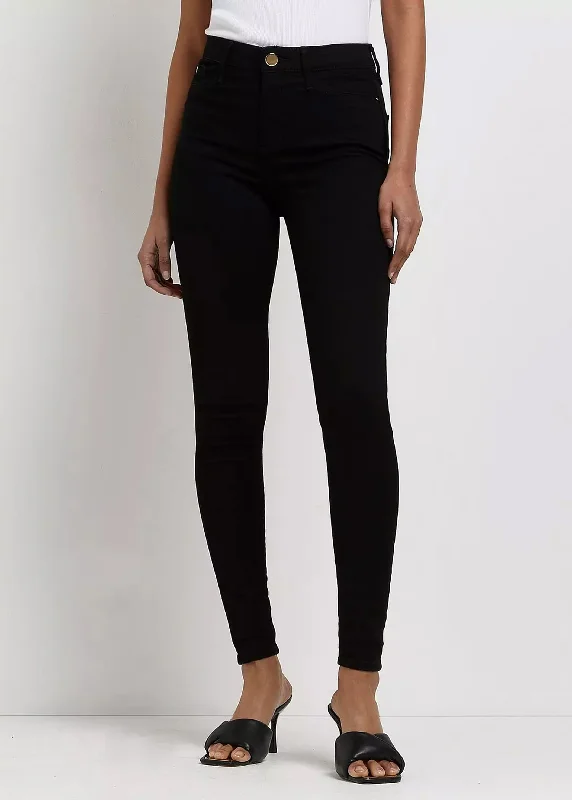 Women's Plain Skinny Jeans,Black Classic Women's Tweed