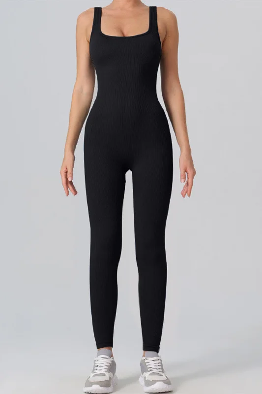 Square Neck Wide Strap Jumpsuit Elegant Women's Formal 