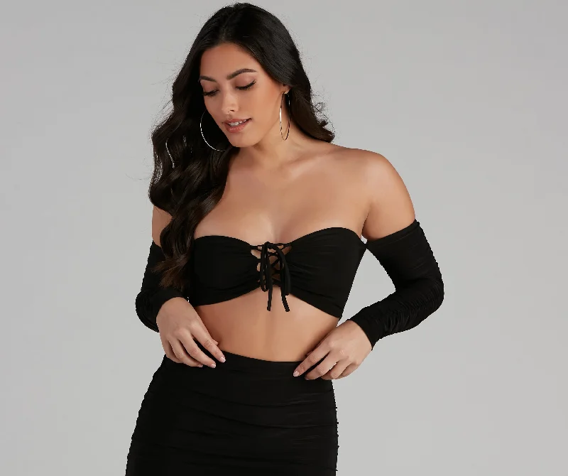First Look Lace-Up Crop Top Business