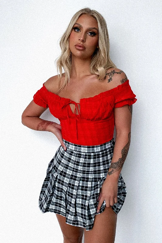 Frenchie crop - Red British Gentlewoman Style