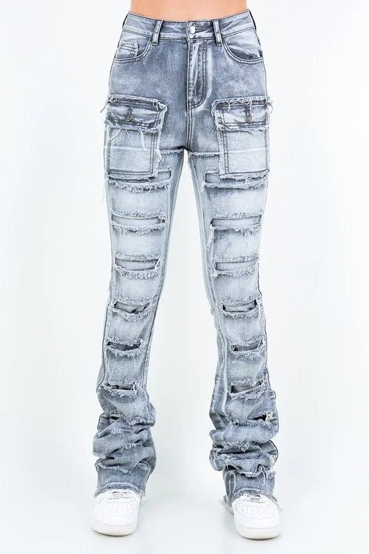 Patchwork Stacked Pants British Gentlewoman Style