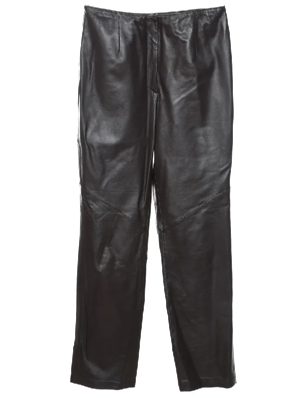 Black Leather Trousers - W30 L33 Bold Women's Statement