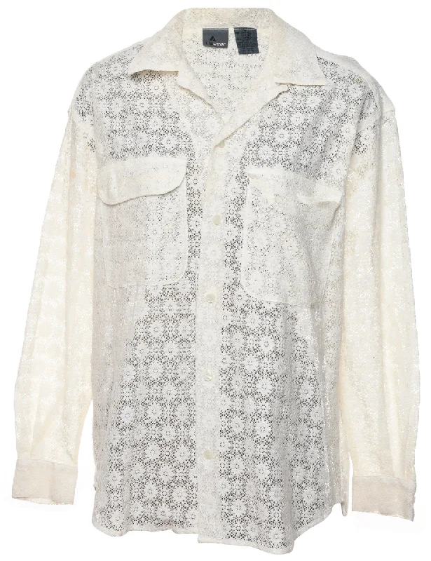 Pale Yellow Lace Shirt - M Sporty Women's Athleisure 