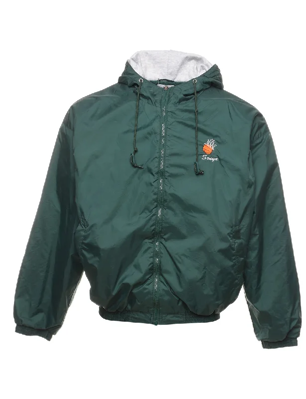 Oakvale Owls Embroidered Dark Green Nylon Jacket - L Stylish Women's Neon
