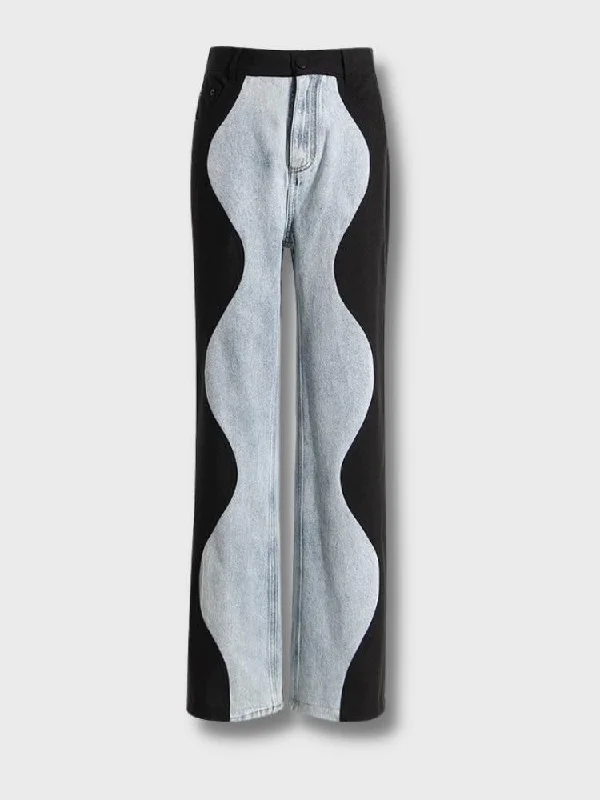 Y2K Wave Panel Jeans Street