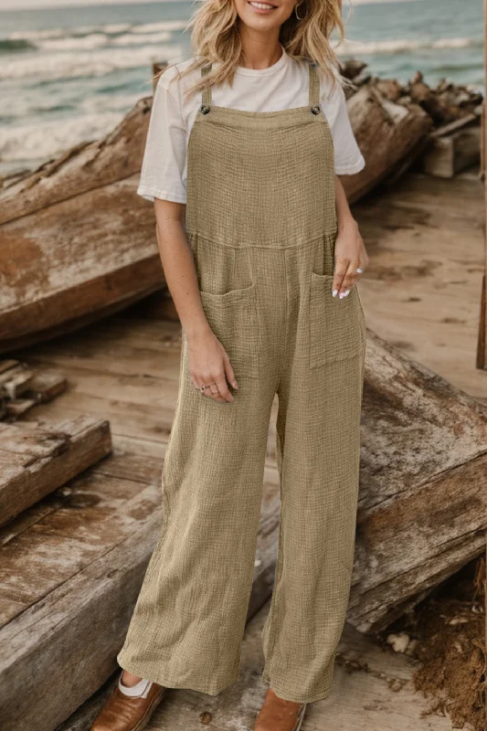 Full Size Wide Leg Front Pocket Jumpsuit Feminine Women's Soft 