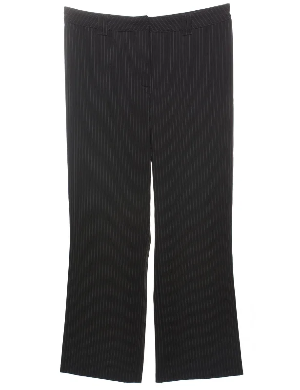 Black Pinstriped Trousers - W36 L30 Cool Women's Skate