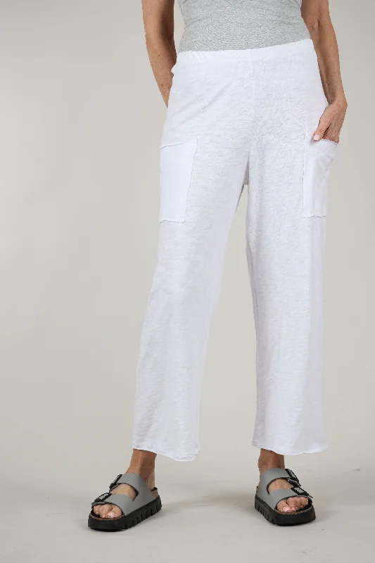 Cotton Slub Pocket Flood, White Laid - back Women's Vibe