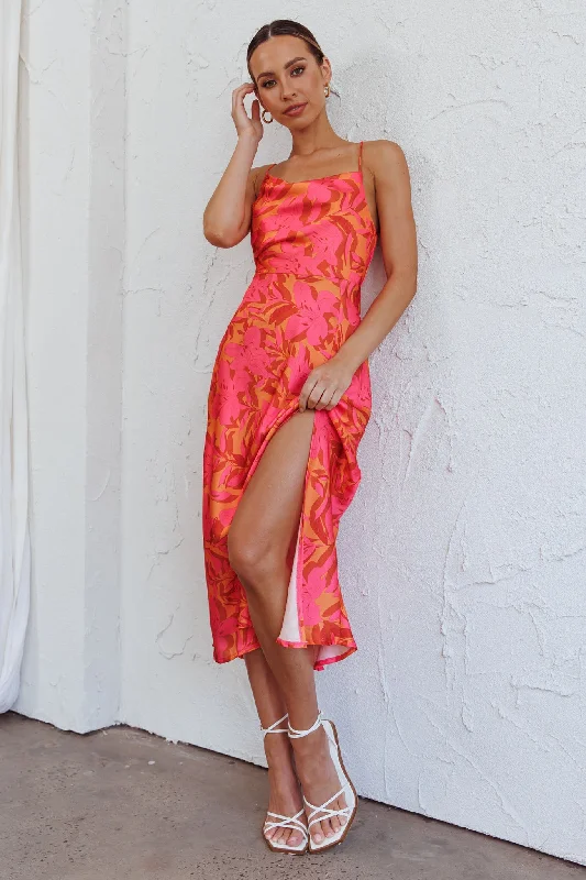 Suki Front Split Midi Dress Lily Pink Cashmere