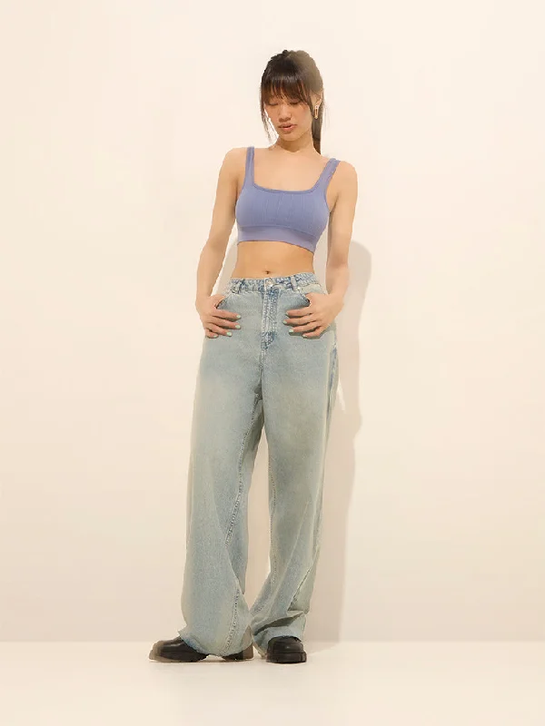 Nuon Light Blue Wide Leg - Fit Mid - Rise Jeans  garde