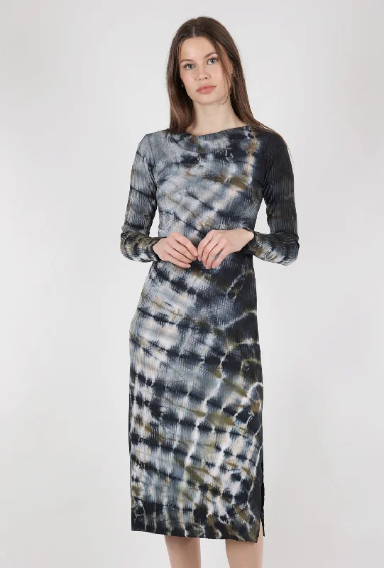 Pinch Spiral-Dye Dress, Ice/Blue Preppy Women's College