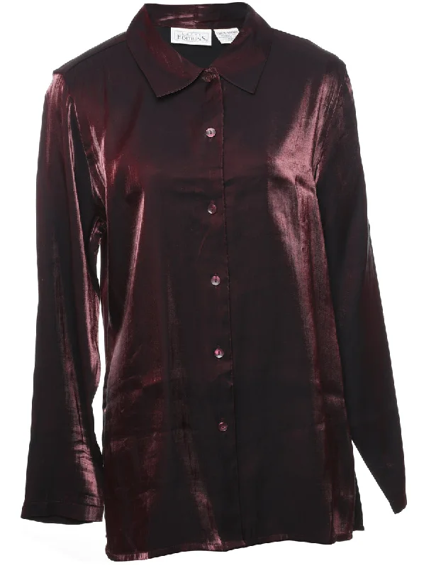 Maroon Evening Shirt - L Sleek Women's Metallic