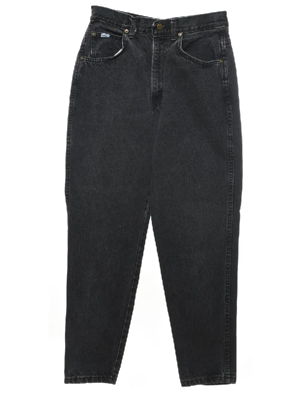High Waist Black Tapered Jeans - W26 L27 Stylish Women's Tropical 