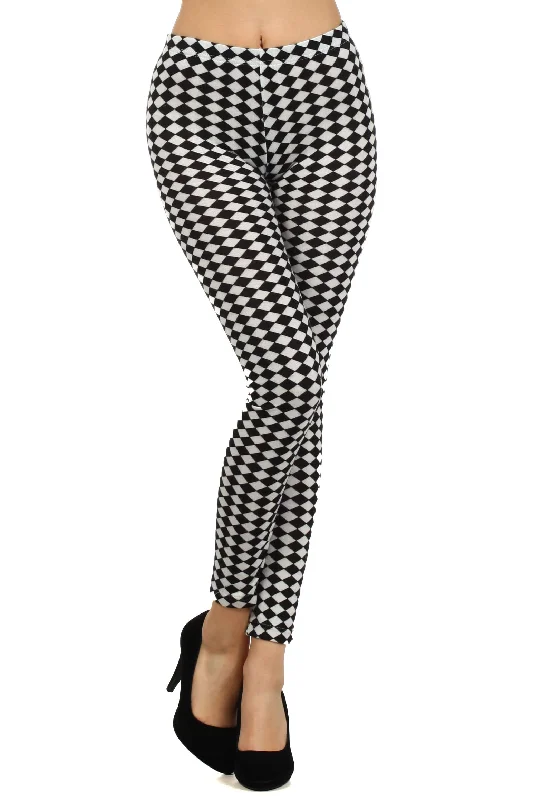 Chic Checkered Legging Sporty Women's Athleisure 
