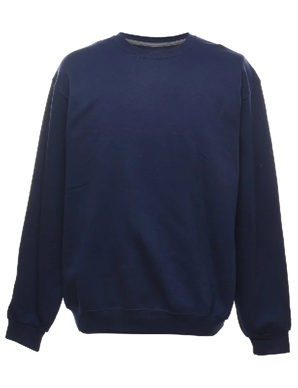 Navy Plain Sweatshirt - L Trendy Women's 