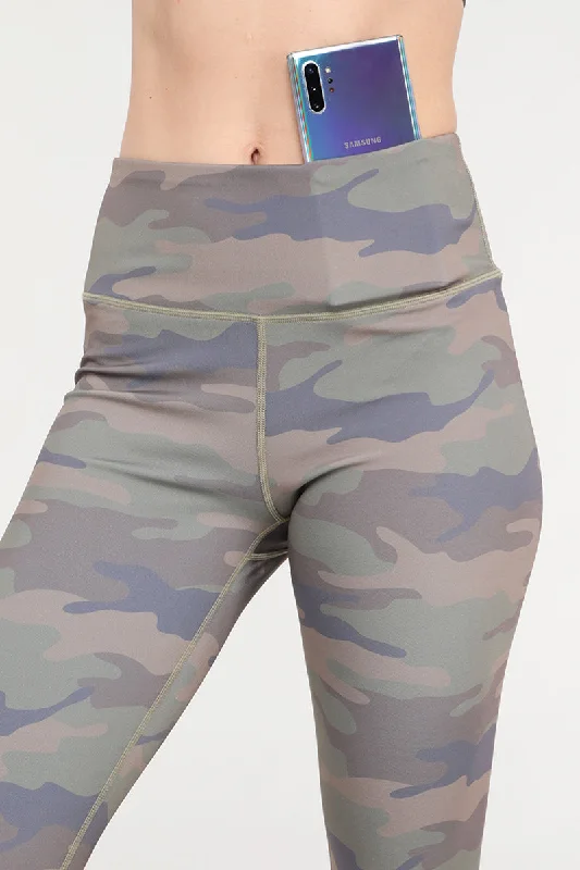 Fade into Camo Active Workout Capri Leggings Monochromatic Office Style