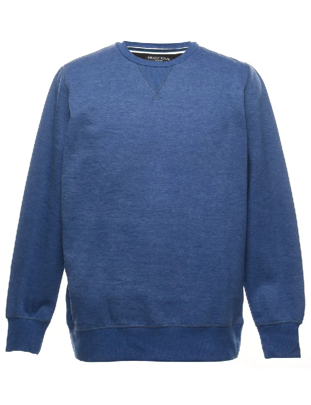 Navy Plain Round Neck Sweatshirt - XL Sleek Women's 