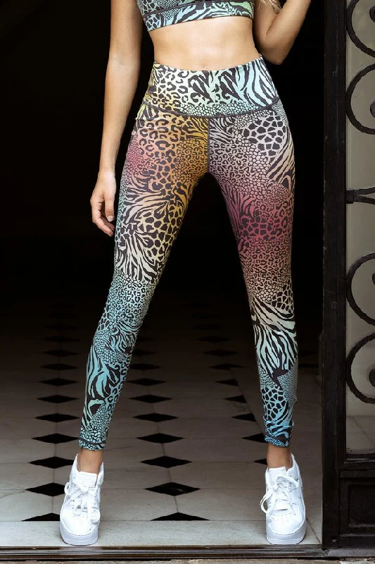 Wild Animal Print Tie-Dye Leggings Dynamic Women's High - energy