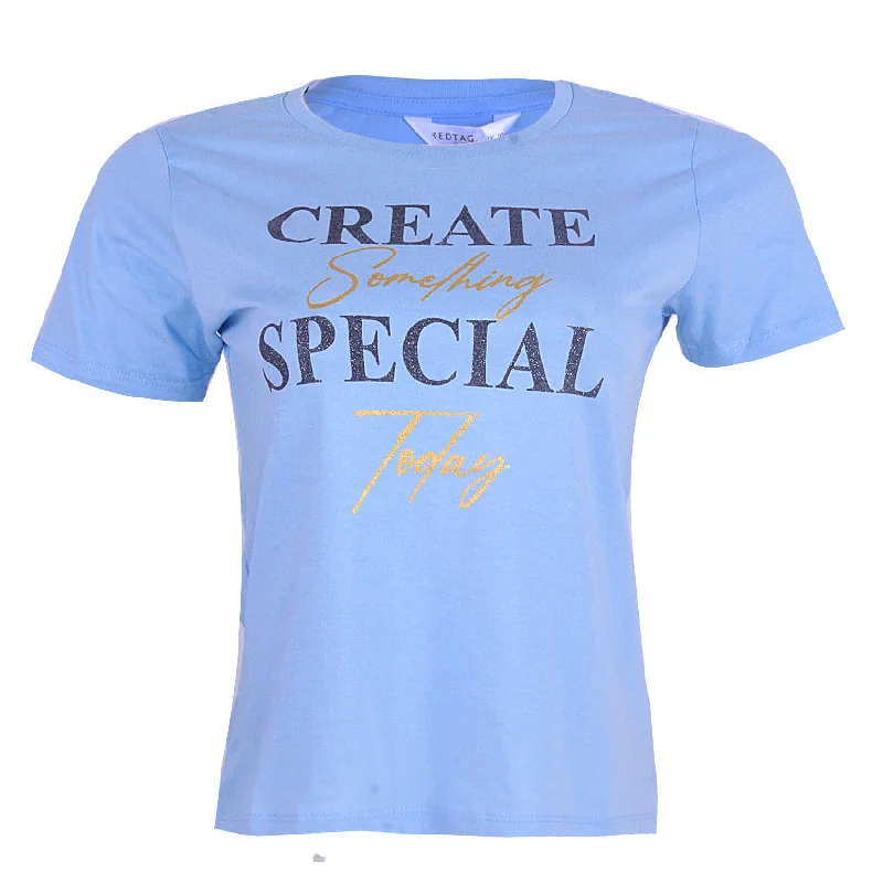 REDTAG Blue Graphic T-Shirt Relaxed Women's Beachy