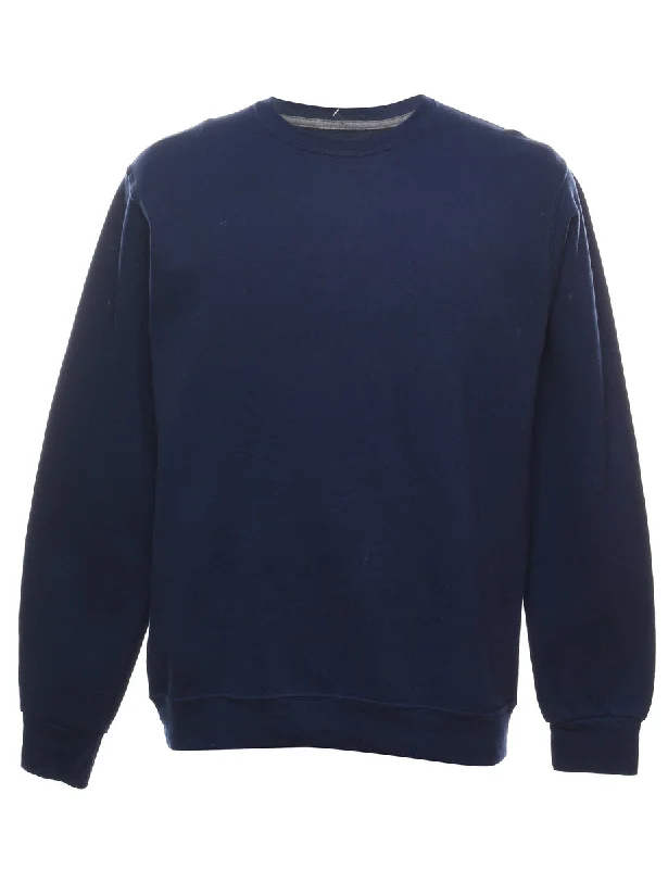 Navy Plain Sweatshirt - M Cozy Women's Winter