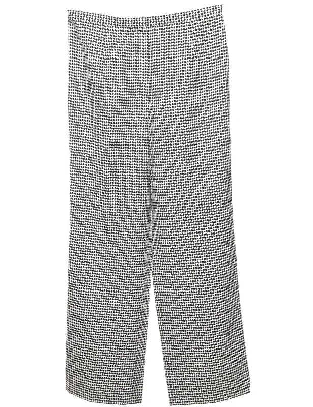 Black & White Dogtooth Design Trousers - W34 L32 Minimalist Women's Casual