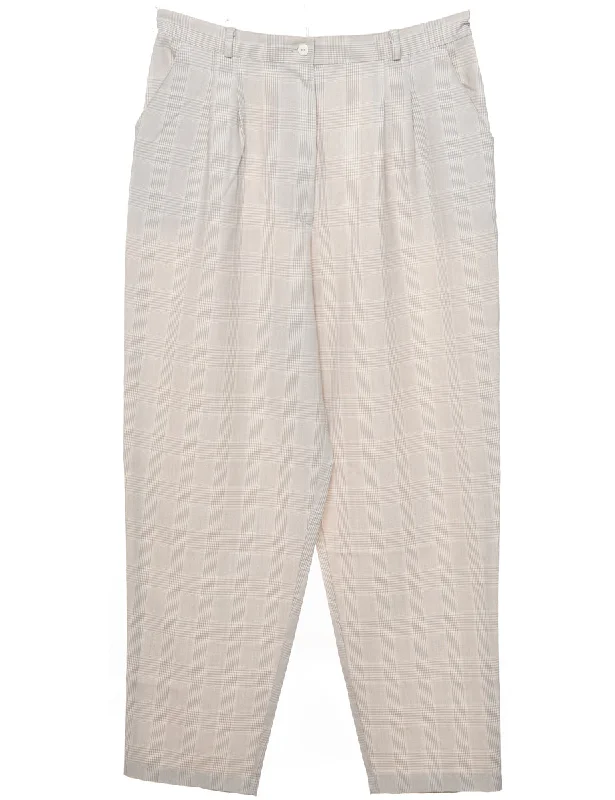Light Grey Checked Trousers - W33 L28 Athletic Women's High - 