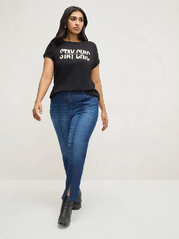 Gia Blue Slim - Fit High - Rise Jeans Casual Women's Loose - fitting