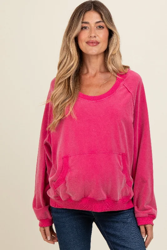 Fuchsia Hooded Maternity Sweatshirt Refined Women's Classic 