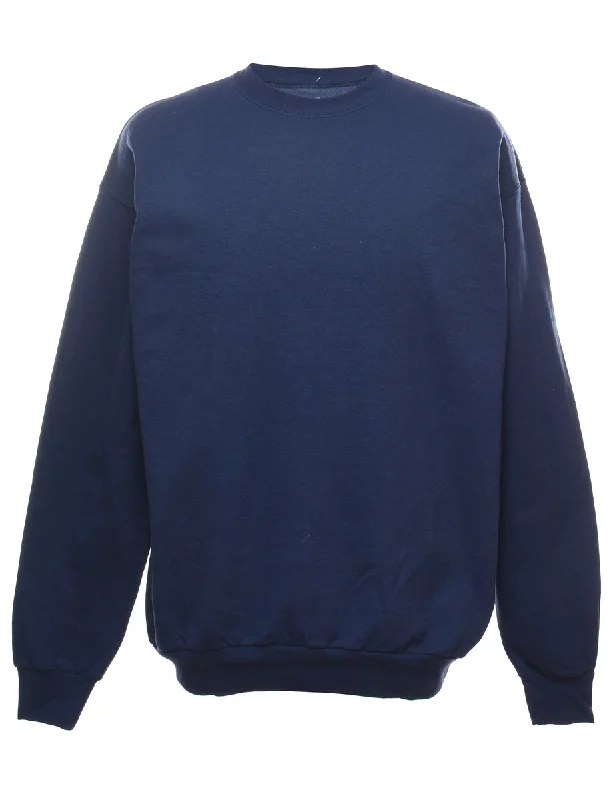 Navy Plain Round Neck Sweatshirt - L Sophisticated Women's Tailored