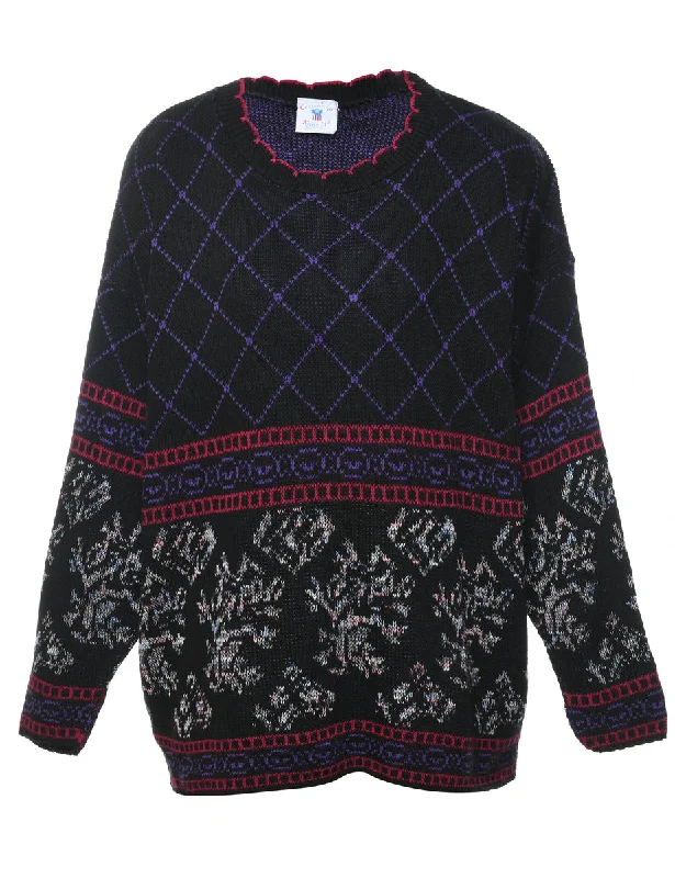 Black Checked Jumper - M Monochromatic All - in - one