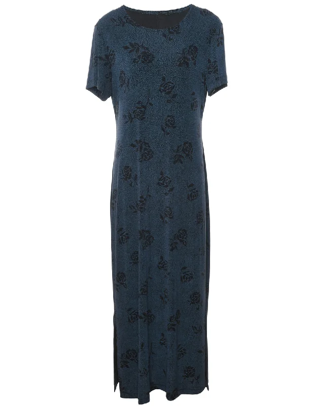 Floral Print Dress - L Scandinavian