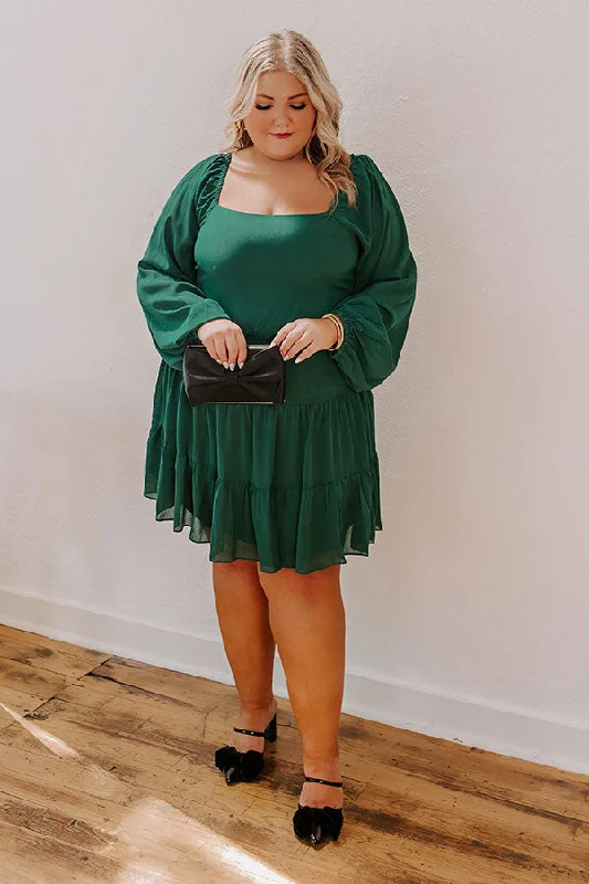 Haute Harmony Mini Dress In Hunter Green Curves Compression