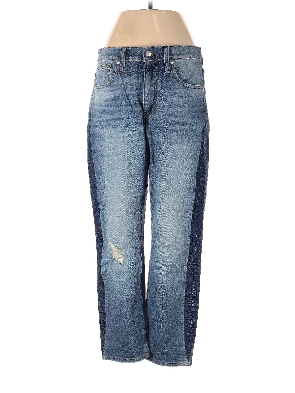 Mid-Rise Boyjeans Jeans in Medium Wash Classic Women's Pin - striped