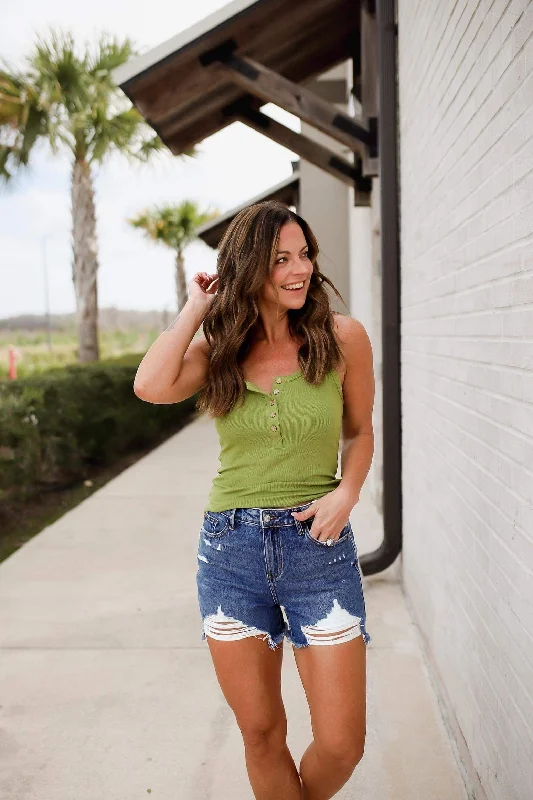Samantha High Rise Rigid Magic Distressed Cutoff Shorts Earthy Women's 