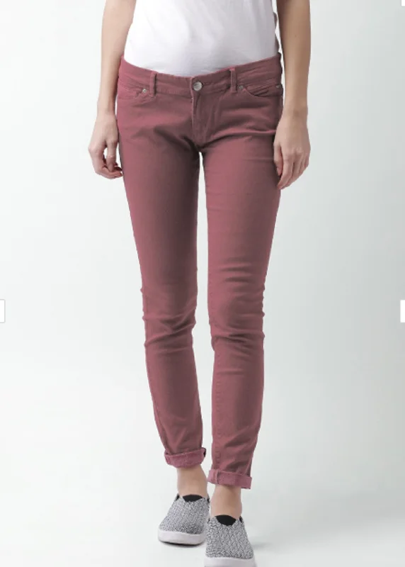 Women's Plain Jeans,Dark Pink Vintage Women's 1970S 