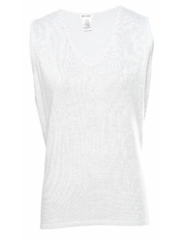 Sequined Sweater Vest - L Laid - back Women's Vibe