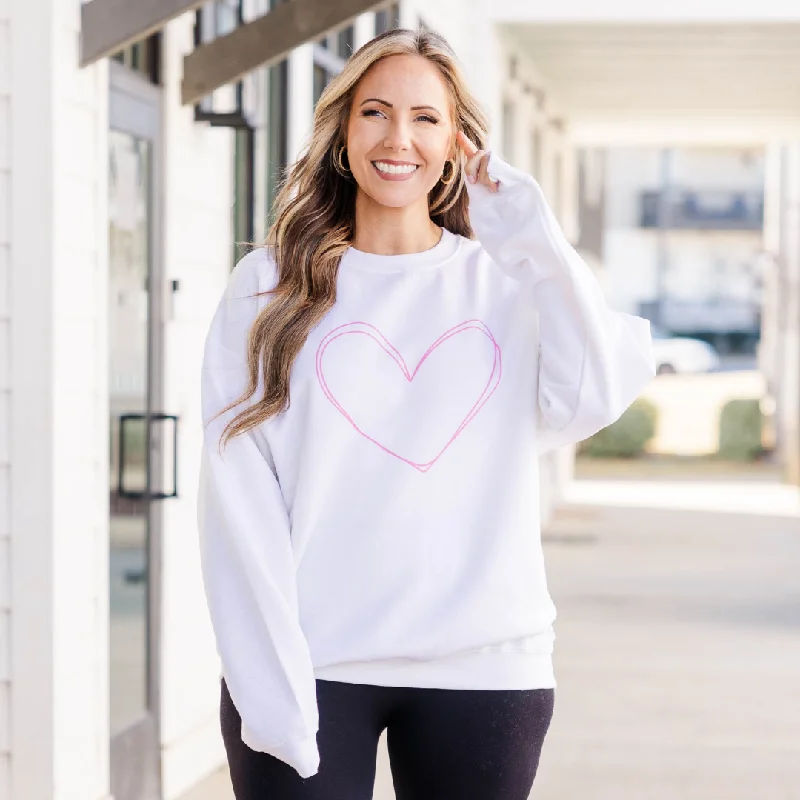 Sacred Heart Sweatshirt, Pink-White Bold Women's Statement