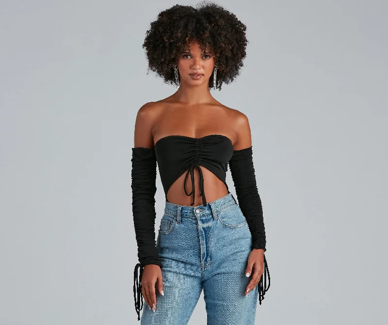 Pucker Up Venetia Ruched Bodysuit Sleek Women's Metallic