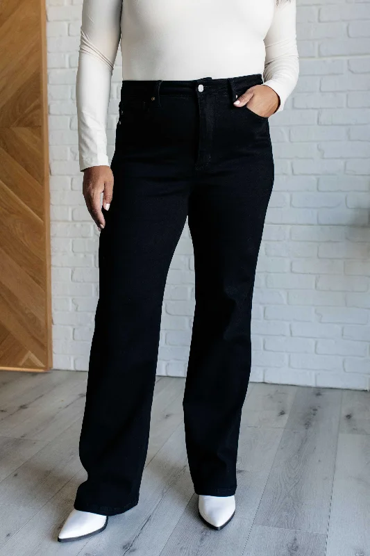 Judy Blue High Rise Tummy Control Classic Straight Jeans Black Stylish Women's Tropical 