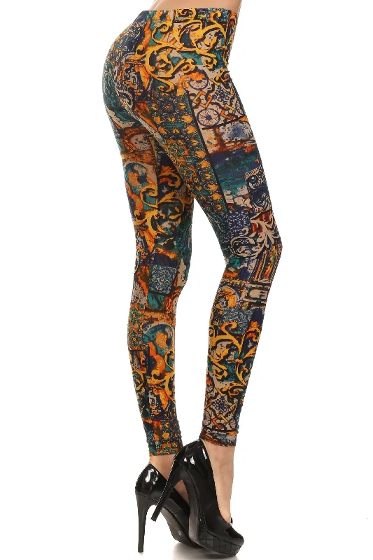 Moraccan Filigree Velour Leggings Youthful Women's Anime - inspired