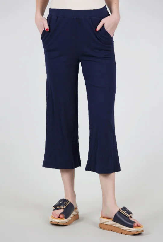 Wide Leg Crop Pants, Navy Classic Women's Tweed