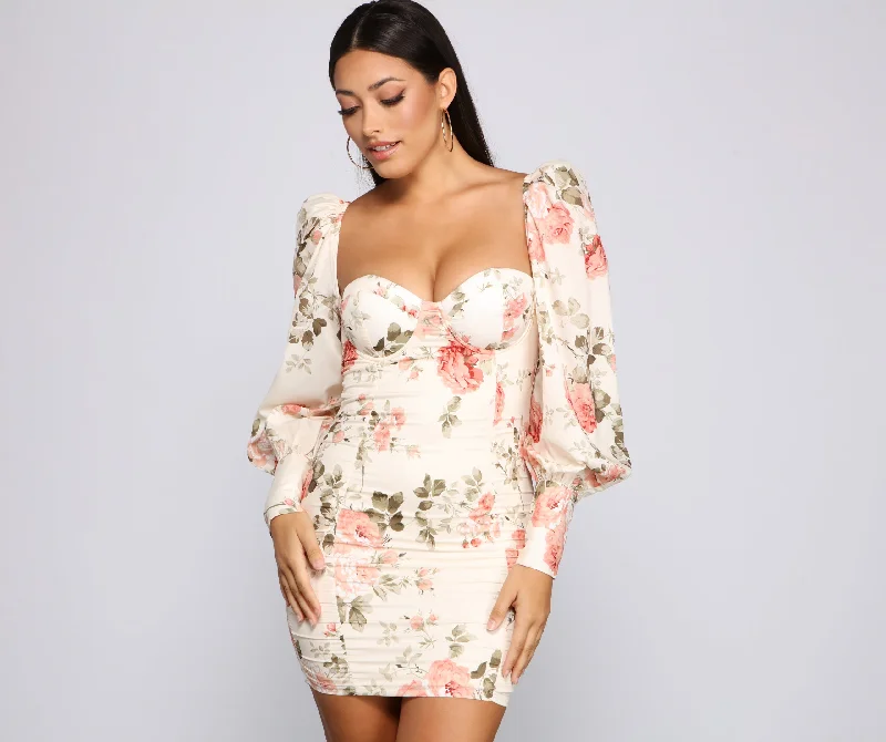 Floral Bloom Chiffon Mini Dress Gym