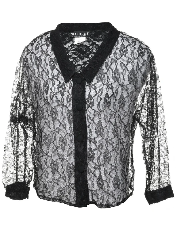 Black Lace Blouse - L Country