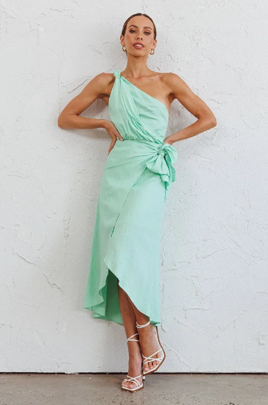 Island Time One-Shoulder Midi Dress Mint Australian Beach