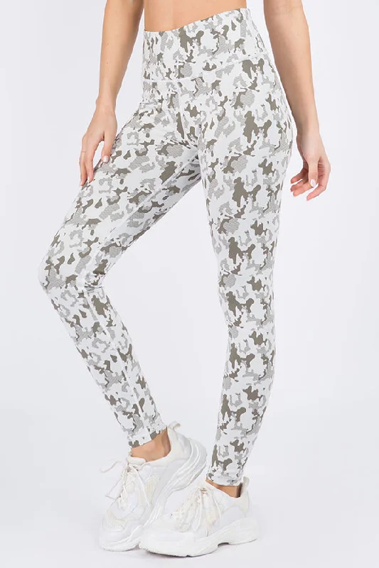 Faded Camo Print Active Leggings Casual Women's Loose - fitting